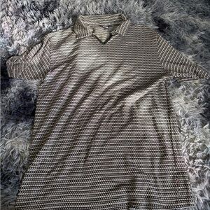 Bench Black and White Patterned Polo Shirt